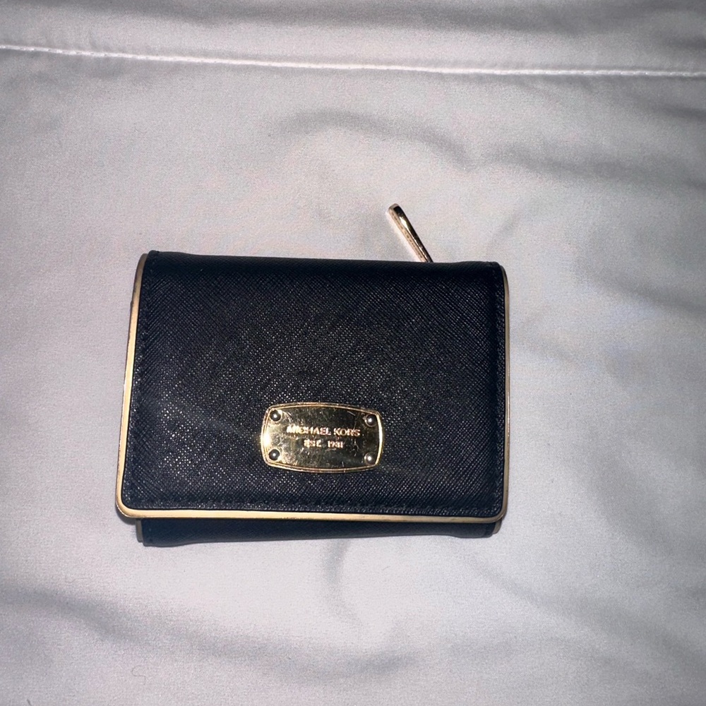 Michael Kors Black Wallet with Gold Accents